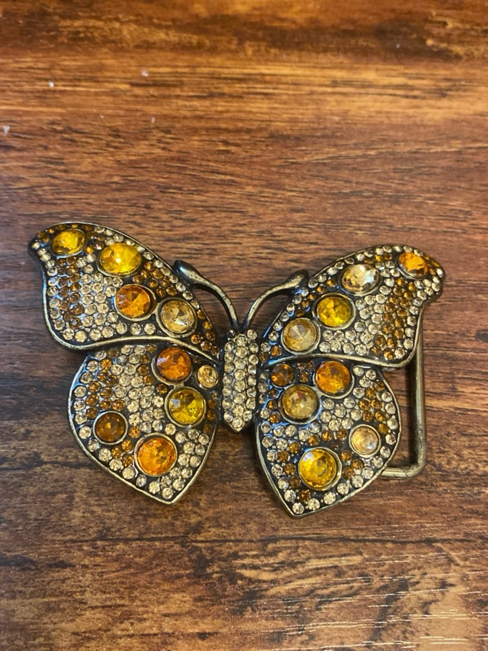 Rhinestone butterfly belt buckle